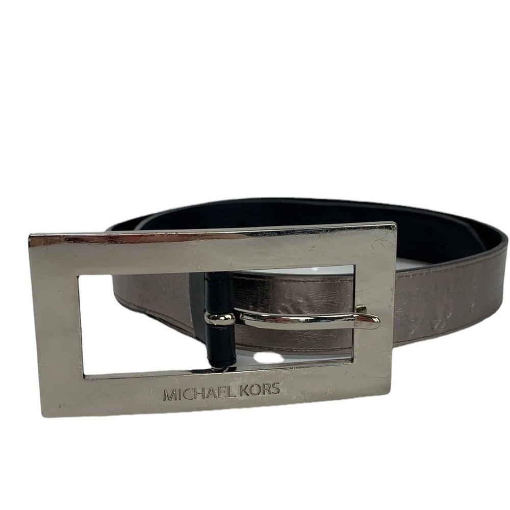 Michael Kors Reversible Belt - Black/Metallic Rose Gold Faux Leather, Sz Medium
